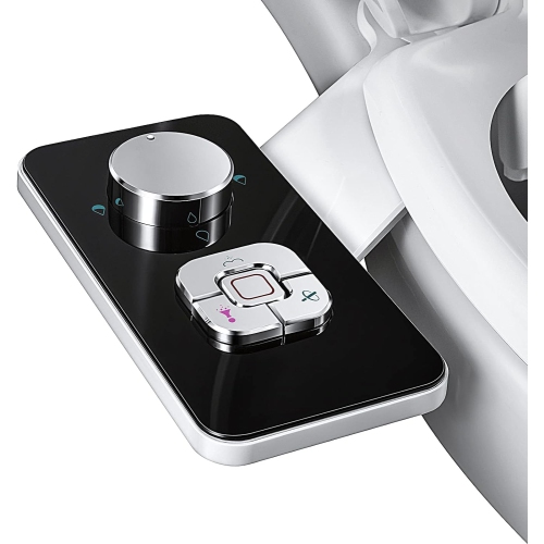 Bidet Attachment - Non-Electric Cold Water Bidet Toilet Seat Attachment with Pressure Controls, Retractable Self-Cleaning Dual Nozzles for Frontal &