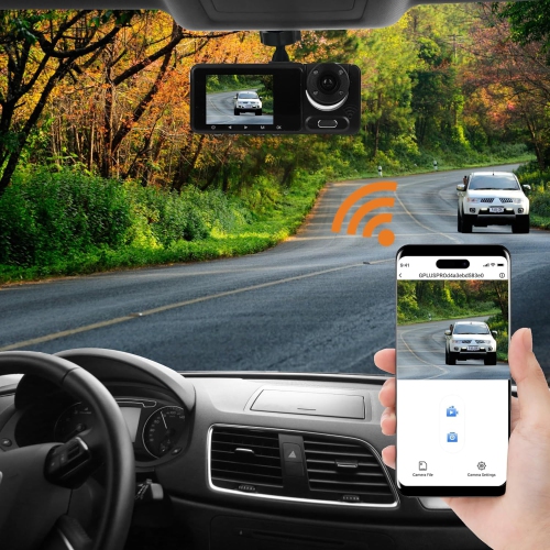 3 Channel Dash Cam WiFi FHD 1080P Car Camera 64GB TF Card,TOPGOOSE Front Dash Camera Front and Rear Inside for Cars,Mini Dashcams with Night