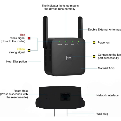 2025 Newest WiFi Extender, WiFi Repeater, WiFi Booster, Covers Up to 9840 Sq.ft and 60 Devices, Internet Booster - with Ethernet Port, Quick Setup,