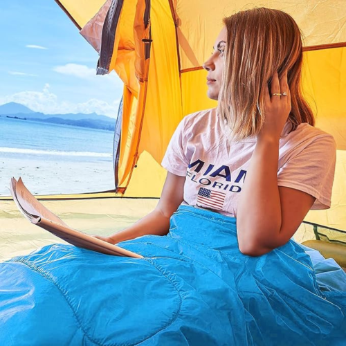 Sleeping Bags, 4 Seasons Sleeping Bag with Zippered Holes for Arms and Feet, Warm Cold Weather Lightweight Waterproof Sleeping Bags for Kids Adults