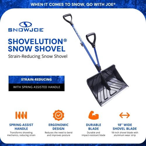 Snow Joe Shovelution 18-Inch Back-Saving Snow Shovel with Spring-Assist Handle