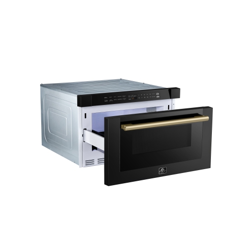 Tiroir à micro-ondes Forno Capoliveri avec poignée, 1,2 pi³ de 24 po, fini noir