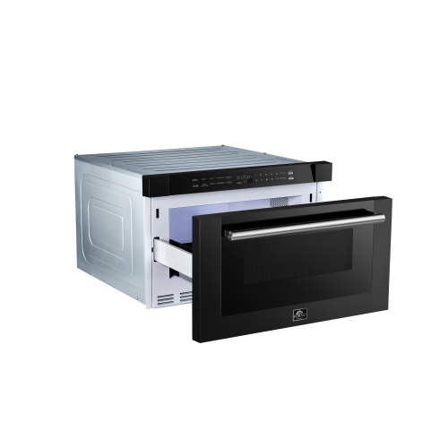 Tiroir à micro-ondes Forno Capoliveri avec poignée, 1,2 pi³ de 24 po, fini noir