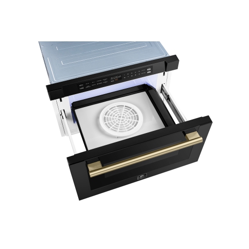 Tiroir à micro-ondes Forno Capoliveri avec poignée, 1,2 pi³ de 24 po, fini noir