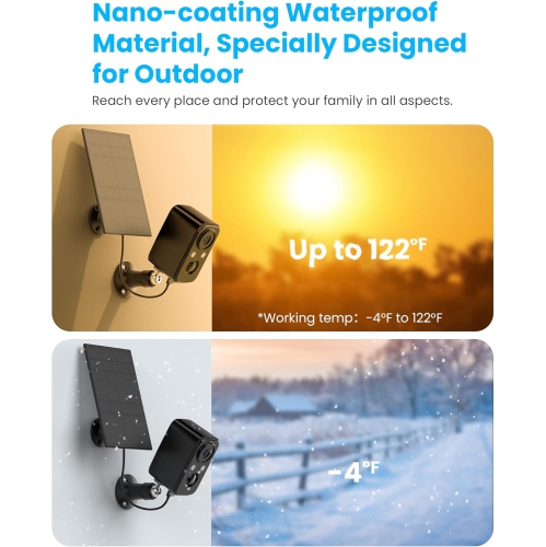 Wireless Outdoor Solar Security Camera - FOAOOD Camera- Black- Pack of 2