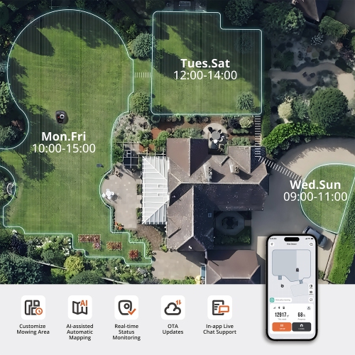Segway Navimow i110N Robotic Lawn Mower, Wireless AI Mapping, EFLS 2.0 Positioning, VisionFence Obstacle Avoidance, App Control