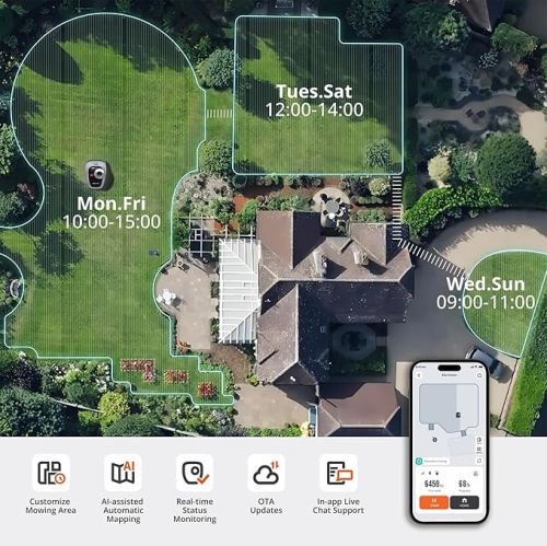 Segway Navimow i105N Robotic Lawn Mower, Wireless AI Mapping, EFLS 2.0 Positioning, VisionFence Obstacle Avoidance, App Control