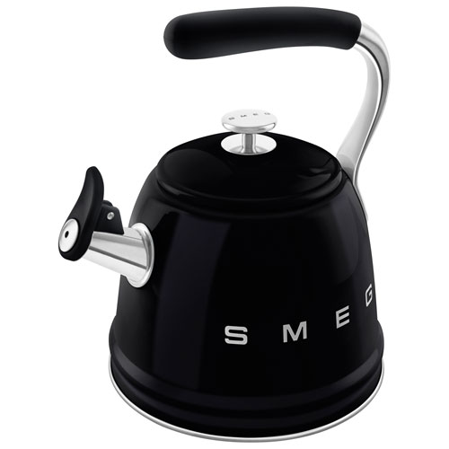 Bouilloire de cuisinière Années 50 de Smeg - 2,3 l - Noir/Acier inoxydable