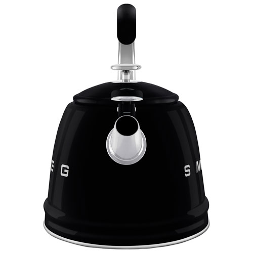 Bouilloire de cuisinière Années 50 de Smeg - 2,3 l - Noir/Acier inoxydable