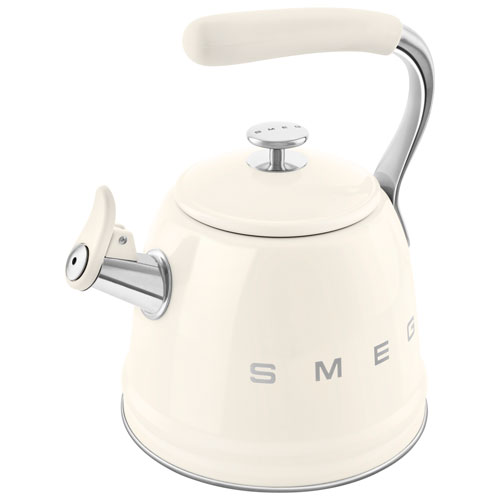 Smeg 50's Style Stovetop Kettle - 2.3L - Cream/Stainless Steel