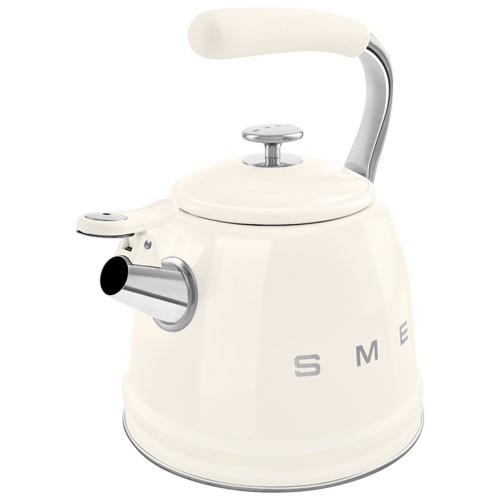 Smeg 50's Style Stovetop Kettle - 2.3L - Cream/Stainless Steel