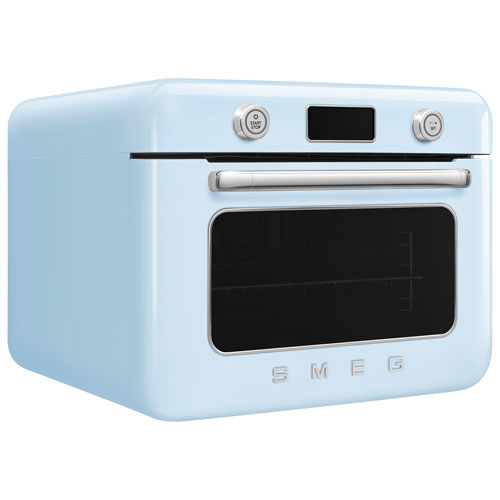 Four grille-pain de comptoir 10-en-1 avec friture à air chaud et cuisson à vapeur de Smeg - 1,05 pi³ - Bleu pastel