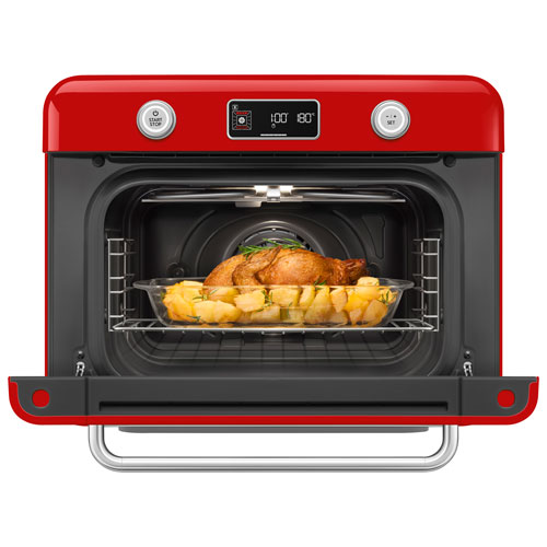 Four grille-pain de comptoir combiné 10-en-1 avec friture à air chaud et cuisson à vapeur de Smeg - 1,05 pi³ - Rouge