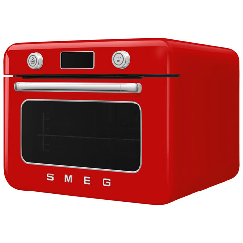 Four grille-pain de comptoir combiné 10-en-1 avec friture à air chaud et cuisson à vapeur de Smeg - 1,05 pi³ - Rouge