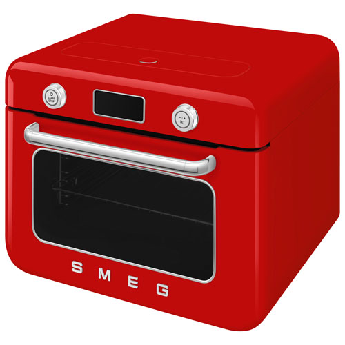 Four grille-pain de comptoir combiné 10-en-1 avec friture à air chaud et cuisson à vapeur de Smeg - 1,05 pi³ - Rouge