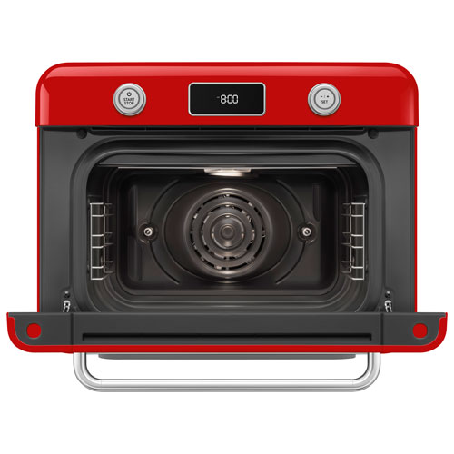 Four grille-pain de comptoir combiné 10-en-1 avec friture à air chaud et cuisson à vapeur de Smeg - 1,05 pi³ - Rouge