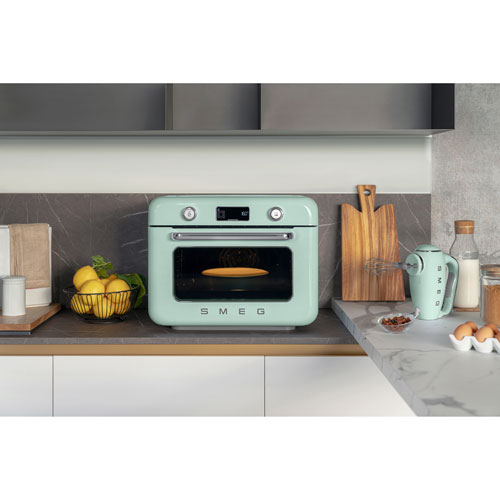 Smeg 10-in-1 Countertop Combination Air Fryer Toaster Oven with Steam - 1.05 Cu. Ft. - Pastel Green