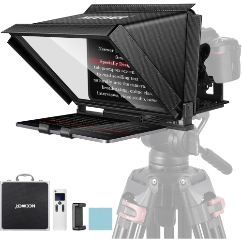 Refurbished - NEEWER X12 14 inch Aluminum Alloy Teleprompter for iPad Tablet Smartphone DSLR Cameras with Remote Control, Carry Case, APP Compatible