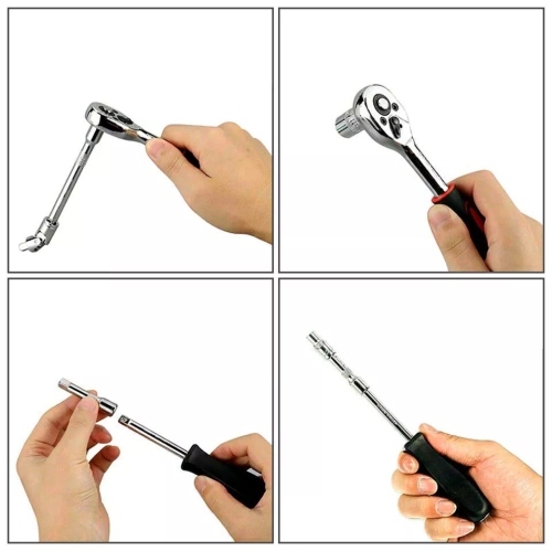 46pcs 1/4 Ratchet Wrench Combination Package Socket Tool Set Auto Car Repairing