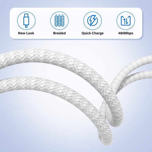 2 Packs [1M/3.3Ft] MFi Certified 60W USB C to C Braided Nylon Fast Charging Cable Cord for iPhone 15 16 iPad Samsung