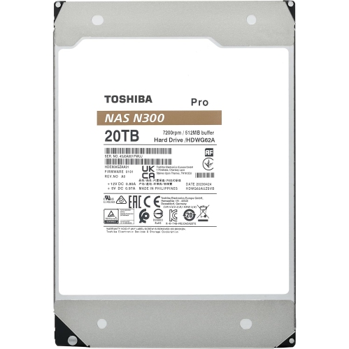 Disque dur interne N300 PRO 20&nbsp;To de 3,5&nbsp;po de Toshiba - Charge de travail maximale 300&nbsp;To/an CMR SATA 6&nbsp;Gb/s 7200&nbsp;tr/min