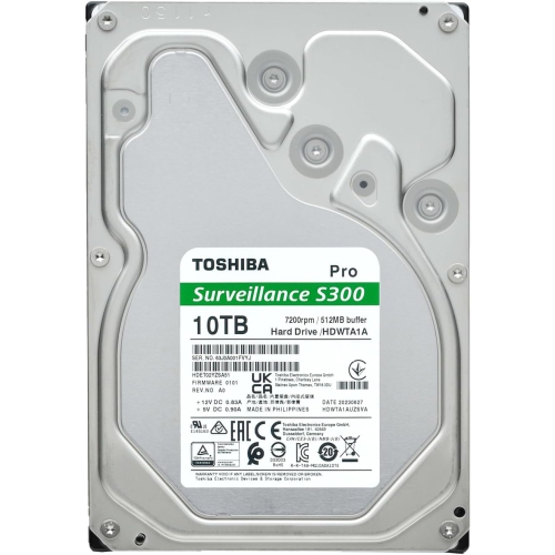 Toshiba S300 PRO 10TB Surveillance 3.5” CMR SATA 6 Gb/s 7200 RPM 512MB Cache - HDWTA1AUZSVAR