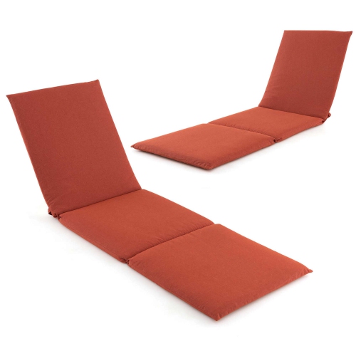 Coussin de chaise longue d'extérieur avec attaches autoagrippantes de Costway 2 pièces, orange