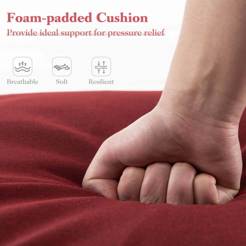 Coussin de chaise longue d'extérieur 2 pièces de Costway avec sangles de fixation à crochet et boucle rouge patio