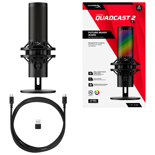 Microphone de bureau USB QuadCast 2 S de HyperX - Noir/Rouge