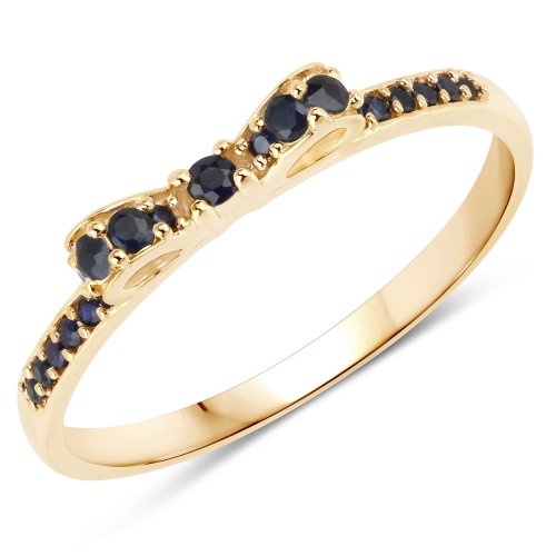 QJ  0.31 Carat Genuine Blue Sapphire 14K Gold Ring In Yellow