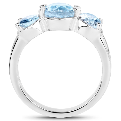 4.40 Carat Genuine Blue Topaz .925 Sterling Silver Ring