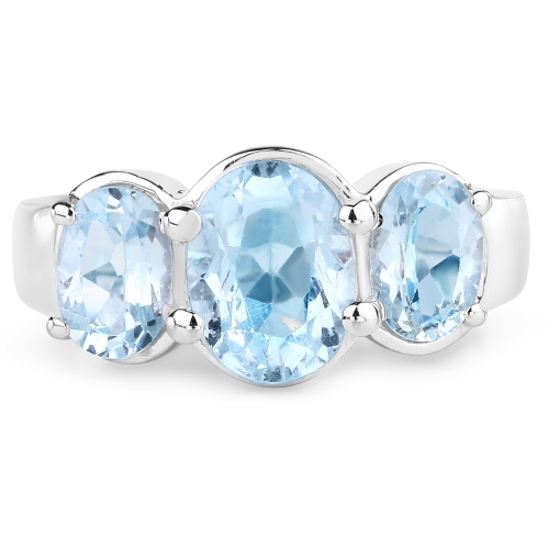 4.40 Carat Genuine Blue Topaz .925 Sterling Silver Ring