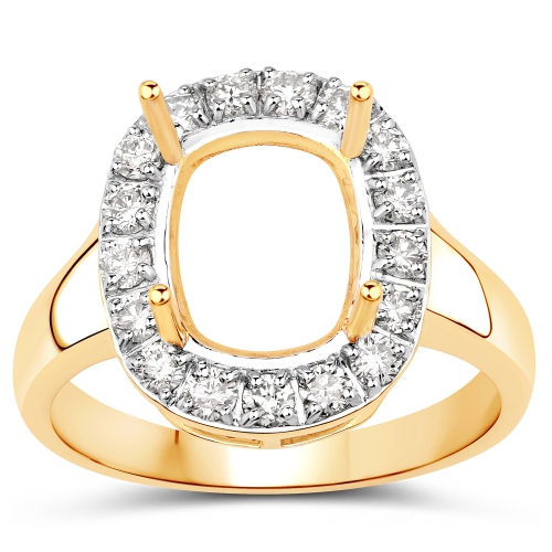 0.51 Carat Genuine White Diamond 14K Yellow Gold Ring