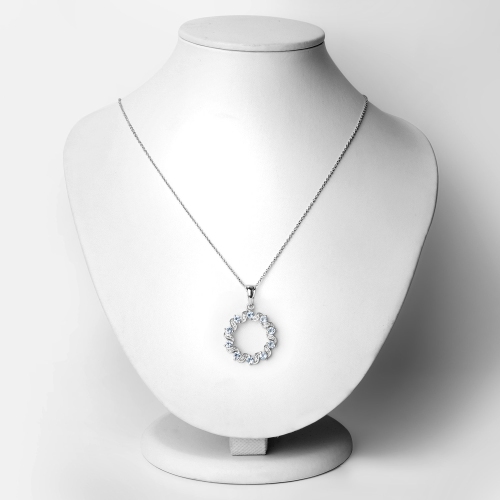 1.10 Carat Genuine Aquamarine and White Topaz .925 Sterling Silver Pendant