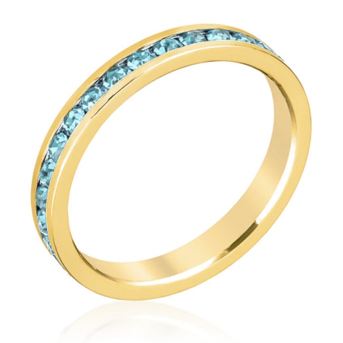 JGI  Stylish Stackables Aqua Crystal Ring In Gold