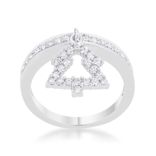 Christmas Tree 0.3ct CZ Holiday Charm Ring