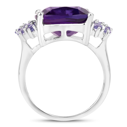 Bague en argent sterling .925 K avec améthyste véritable et tanzanite d'6,34&nbsp;carat