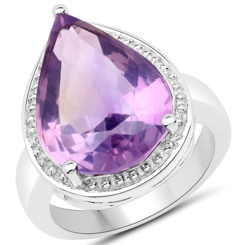 9.00 Carat Genuine Amethyst .925 Sterling Silver Ring