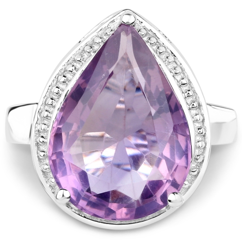 9.00 Carat Genuine Amethyst .925 Sterling Silver Ring