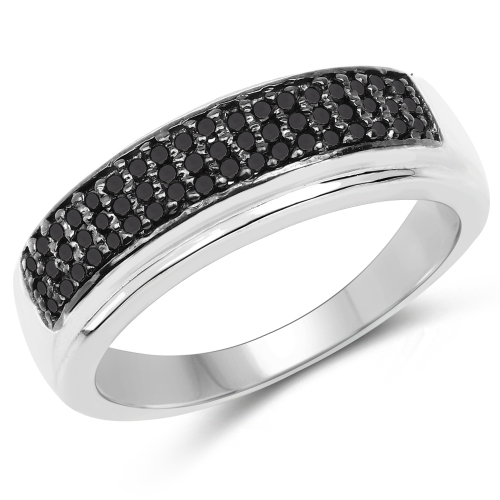 QJ  0.29 Carat Genuine Diamond .925 Sterling Silver Ring In Black
