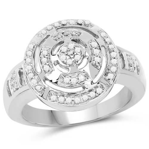 QJ  14K Gold Plated 0.21 Carat Genuine White Diamond .925 Sterling Silver Ring In Yellow