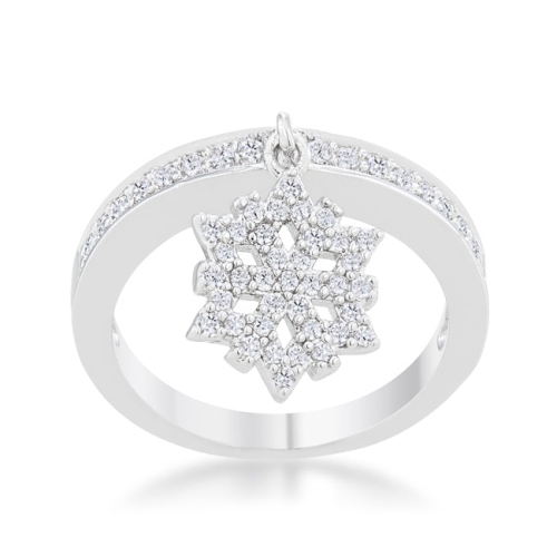 Snowflake 0.35ct CZ Simple Holiday Charm Band Ring