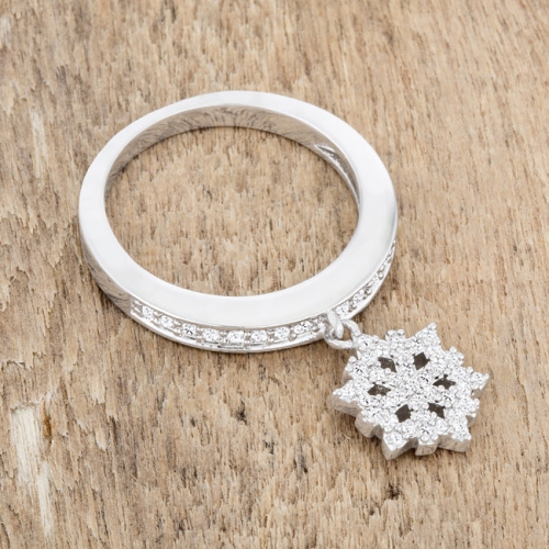 Snowflake 0.35ct CZ Simple Holiday Charm Band Ring
