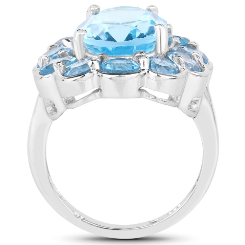Bague en argent sterling de .925 ct avec topaze bleue suisse véritable de 8,77&nbsp;carat