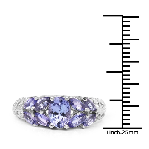 1.63 Carat Genuine Tanzanite .925 Sterling Silver Ring
