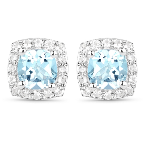 Ensemble de 3 boucles d'oreilles et chaîne à pendentif en argent .925 ct avec topaze blanche véritable de 4,62&nbsp;carat