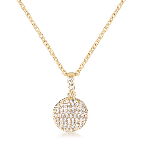 Necklace with CZ Disk Pendant