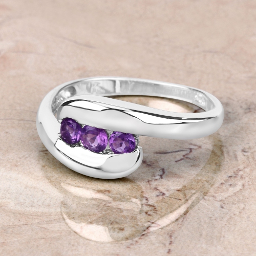 0.54 Carat Genuine Amethyst .925 Sterling Silver Ring