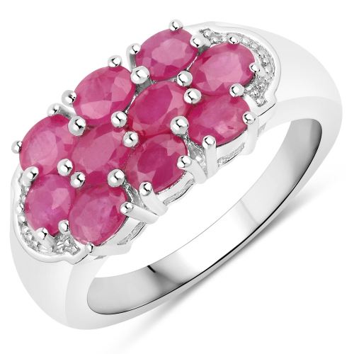 QJ  2.20 Carat Genuine Ruby .925 Sterling Ring In Silver