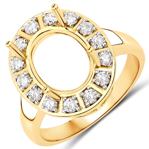 QJ  0.42 Carat Genuine White Diamond 14K Gold Ring In Yellow